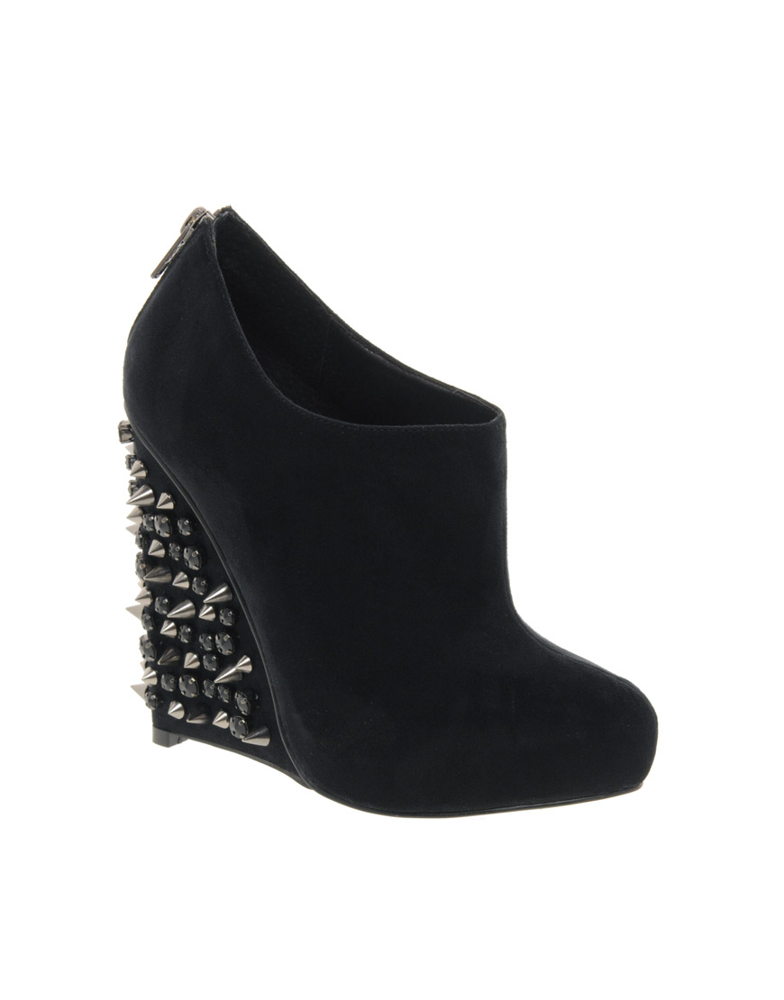 Lyst Asos Asos Tiger Studded Wedge Shoe Boots in Black