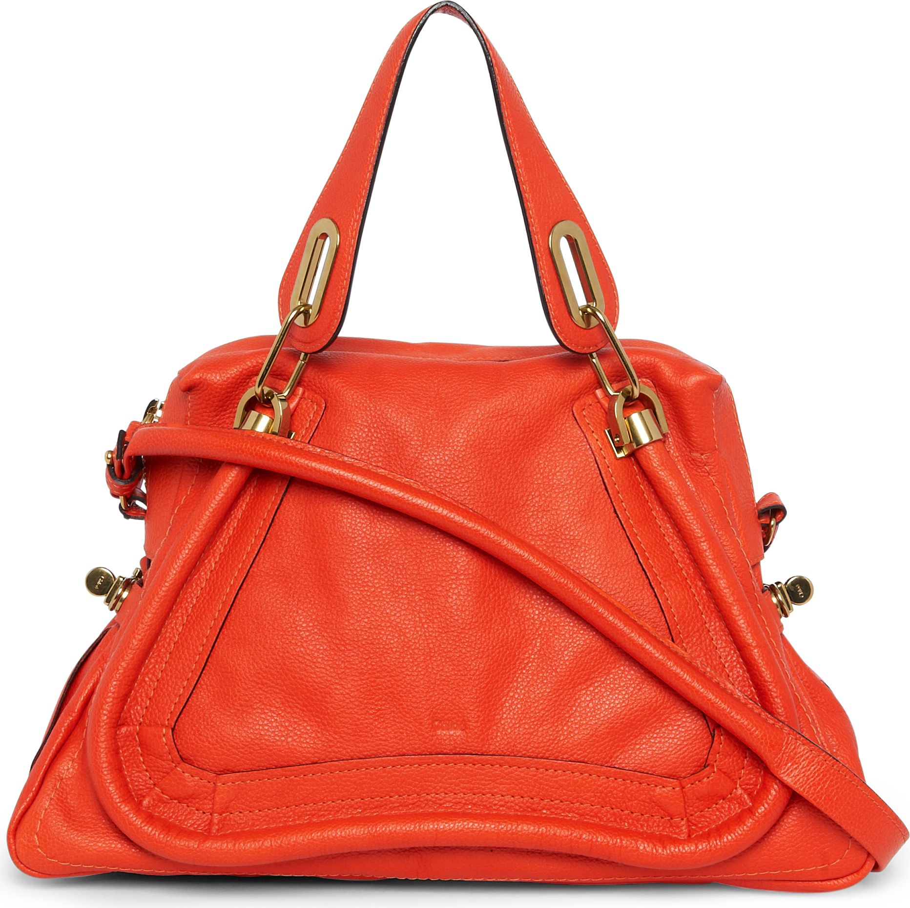 Chlo Paraty Medium Leather Shoulder Bag in Orange | Lyst  