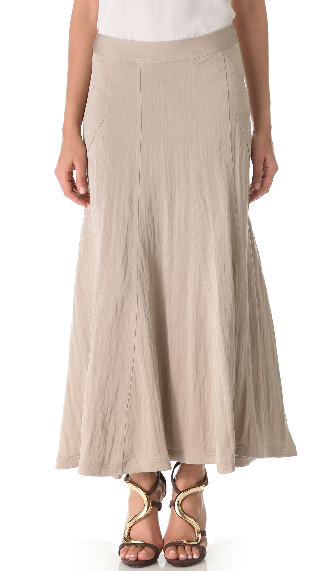 Donna Karan New York Floor Length Gored Skirt in Beige | Lyst