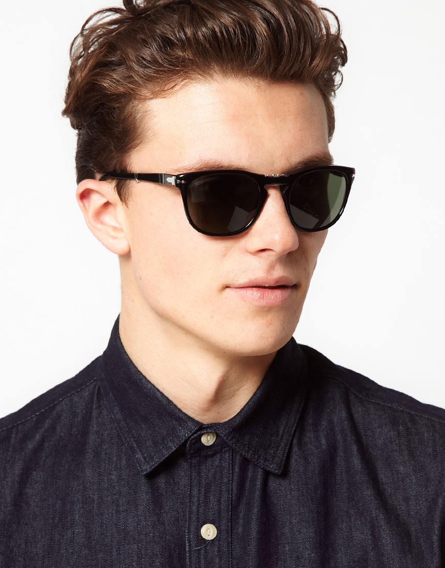 Persol Aviator Sunglasses Foldable in Black for Men | Lyst