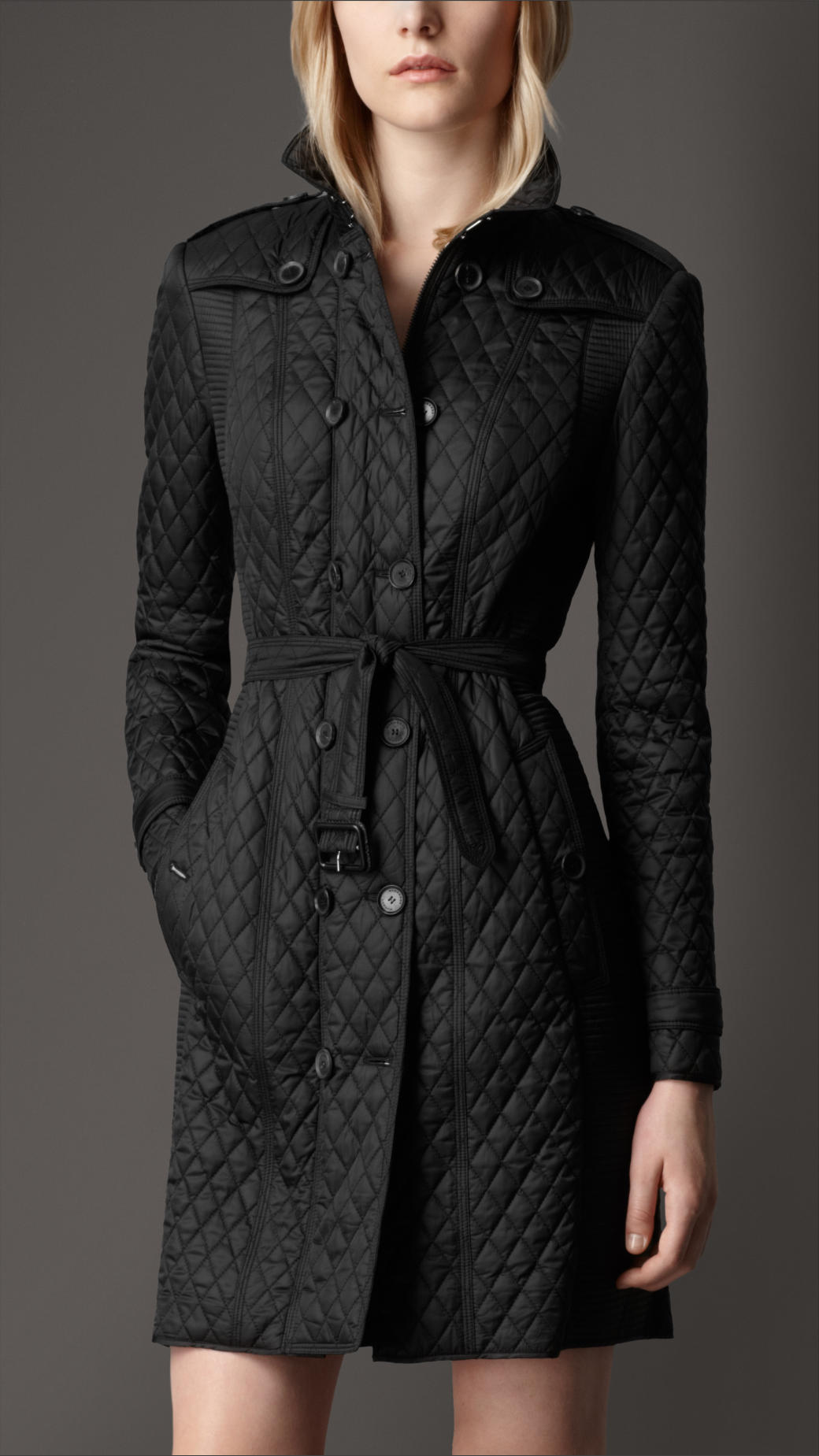 burberry long quilted coat