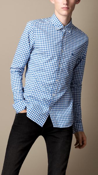 Burberry Brit Buttondown Gingham Shirt in Blue for Men (pale indigo) | Lyst