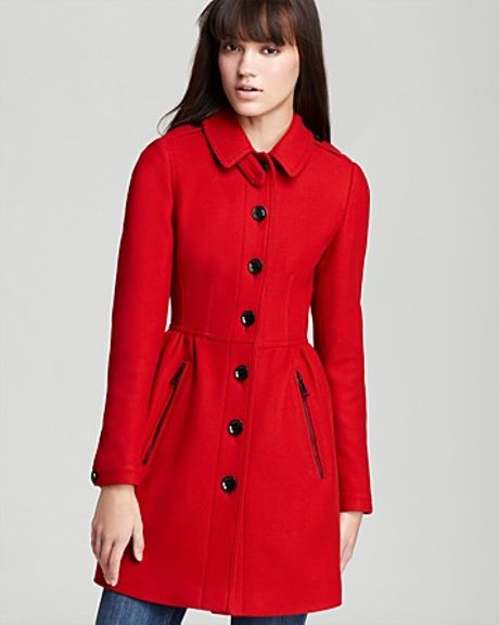 Burberry Brit Bloomsbury Peplum Coat in Red (military red) | Lyst