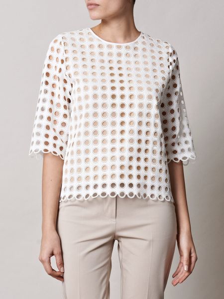 Chloé Broderie Anglaise Blouse in White | Lyst