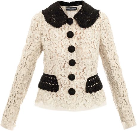 Dolce & Gabbana Lace Mounted Organza Jacket in Beige (cream) | Lyst