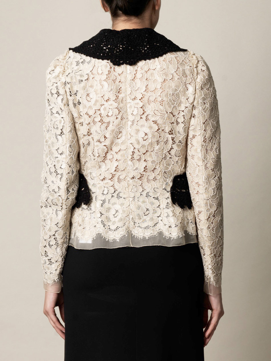 Lyst - Dolce & Gabbana Lace Mounted Organza Jacket in Natural