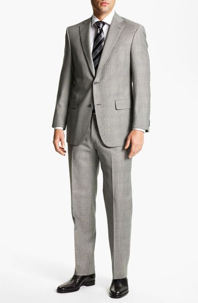 Hart Schaffner Marx Glen Plaid Suit in White for Men (black/ white ...