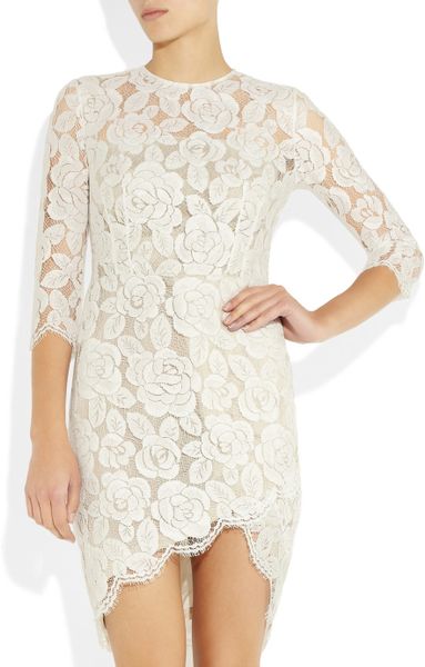 Lover Rosebud Asymmetric Lace Dress in White | Lyst
