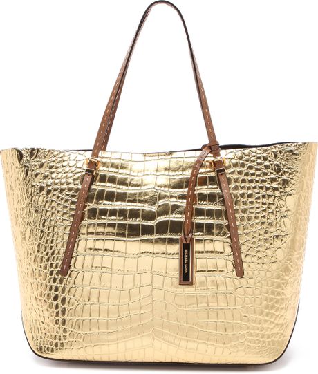 Michael Kors Gia Tote in Gold | Lyst