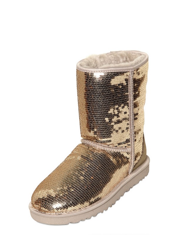 Ugg | Classic Short Sequin Gold Boots | Lyst