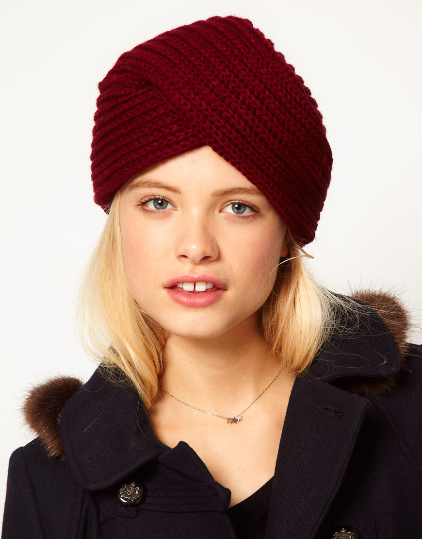 Lyst - Asos Chunky Knit Turban in Red