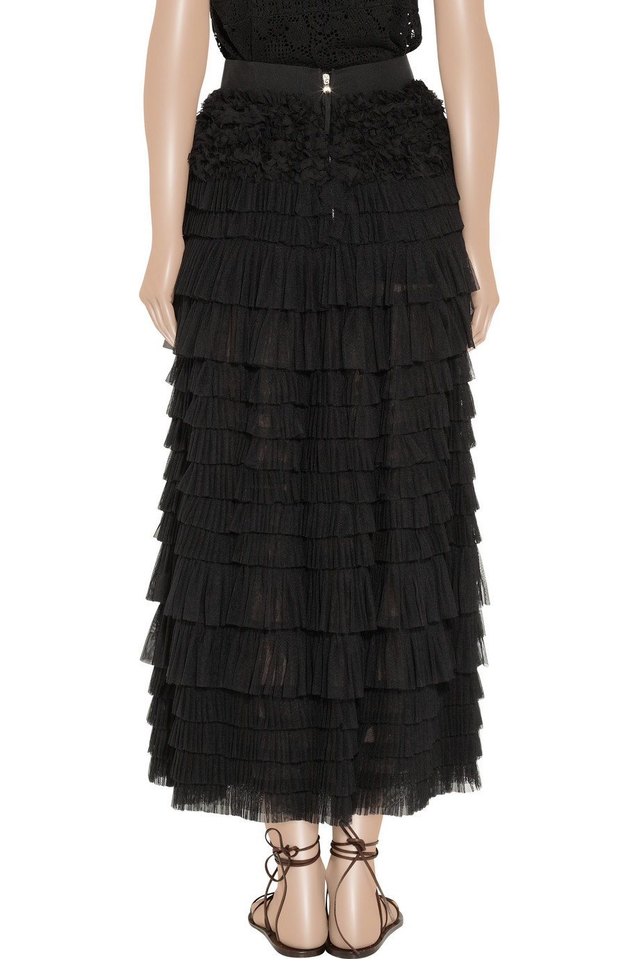 Dolce & gabbana Tiered Tulle Maxi Skirt in Black | Lyst