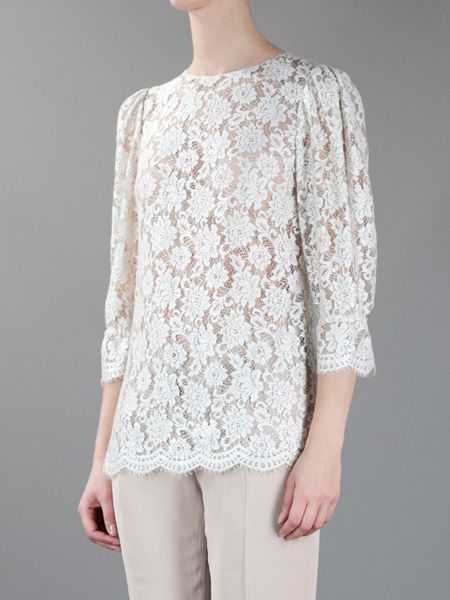 Dolce & Gabbana Lace Blouse in White | Lyst