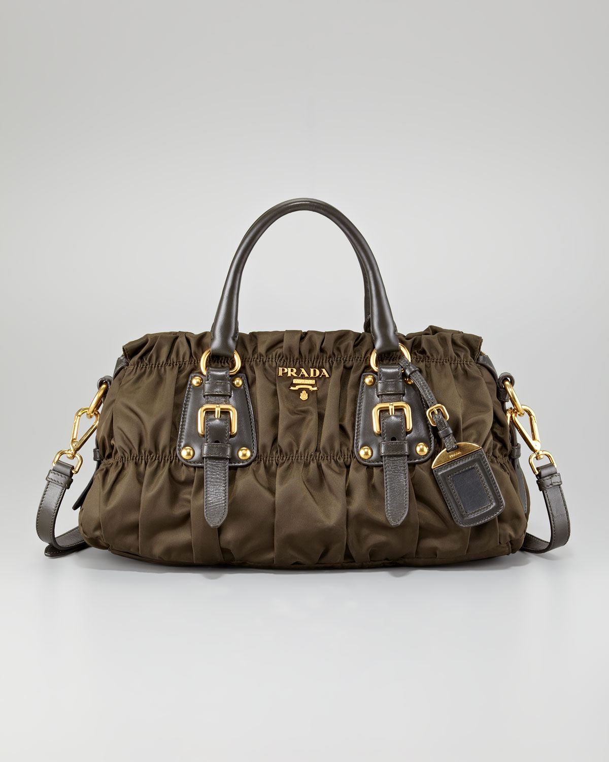 blue prada handbag - Prada Tessuto Gaufre Satchel Bag in Brown (mimetico) | Lyst