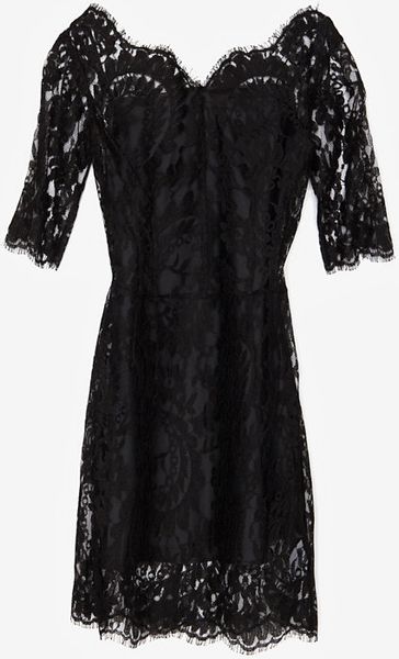 Lover Short Sleeve Lace Dress in Black | Lyst