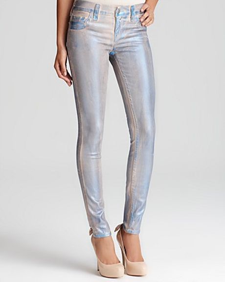 True Religion Jeans Halle Turquoise Metallic Leggings in Silver ...