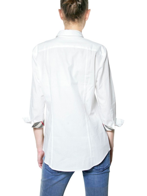 Lyst - Burberry brit Checked Profile Cotton Poplin Shirt in White