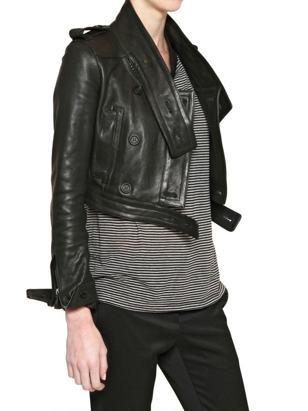 Burberry Prorsum Nappa Leather Biker Jacket In Black Lyst Gallery