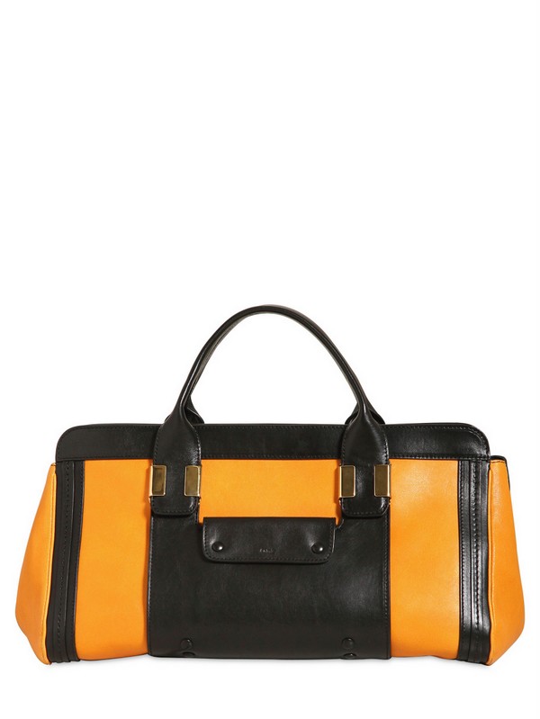 Chlo Medium Alice Shiny Natural Leather Bag in Yellow (black) | Lyst  