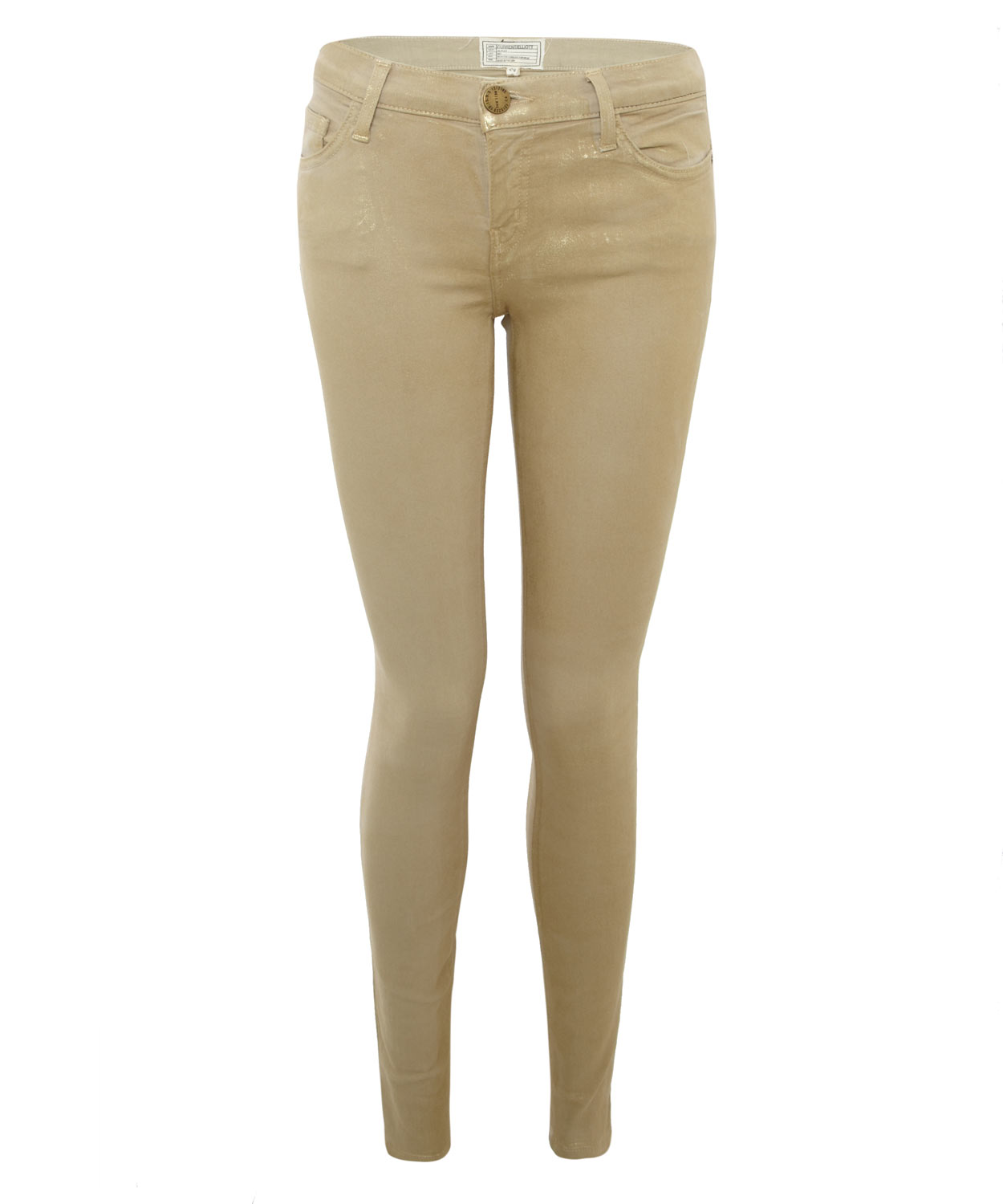 Lyst - Current/Elliott The Ankle Skinny Gold Metallic Jeans in Natural