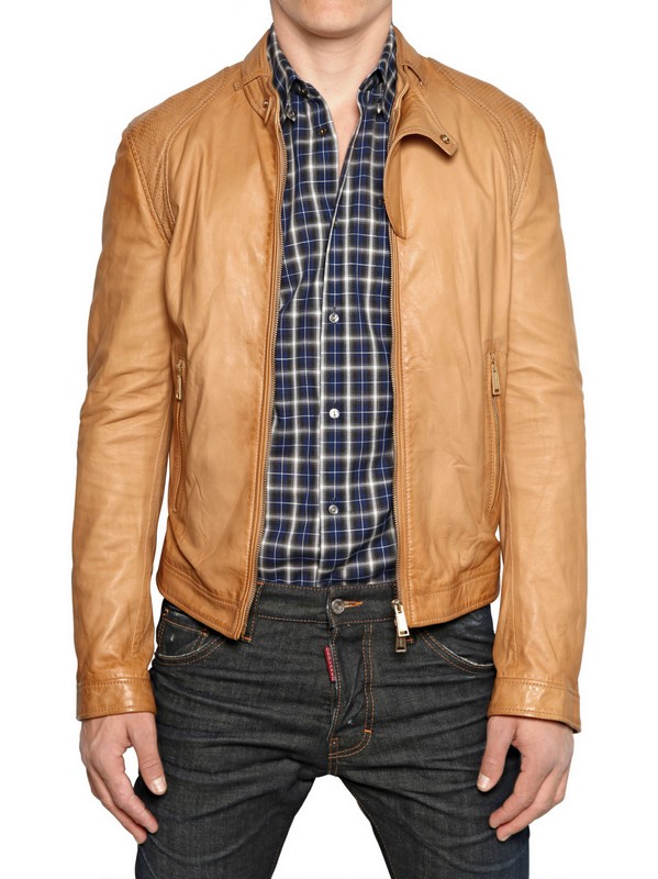 Dsquared² Soft Nappa Biker Leather Jacket In Brown For Men Lyst Gallery