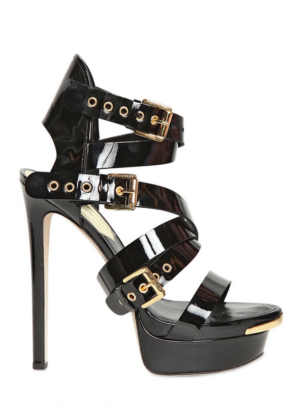 Lyst - Dsquared² 150mm Patent Leather Belted Sandals in Black