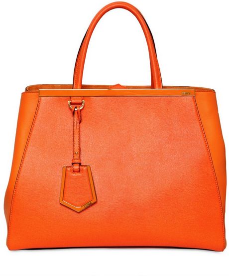 Fendi Medium Structured Leather Bag in Orange | Lyst
