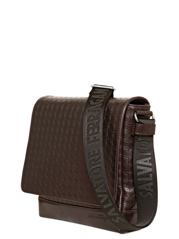 Lyst - Ferragamo Gamma Print Soft Leather Shoulder Bag in Brown for Men