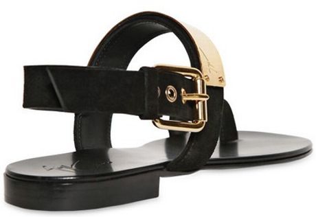 Giuseppe Zanotti Velour and Gold Plaque Thong Sandals in Gold for Men ...