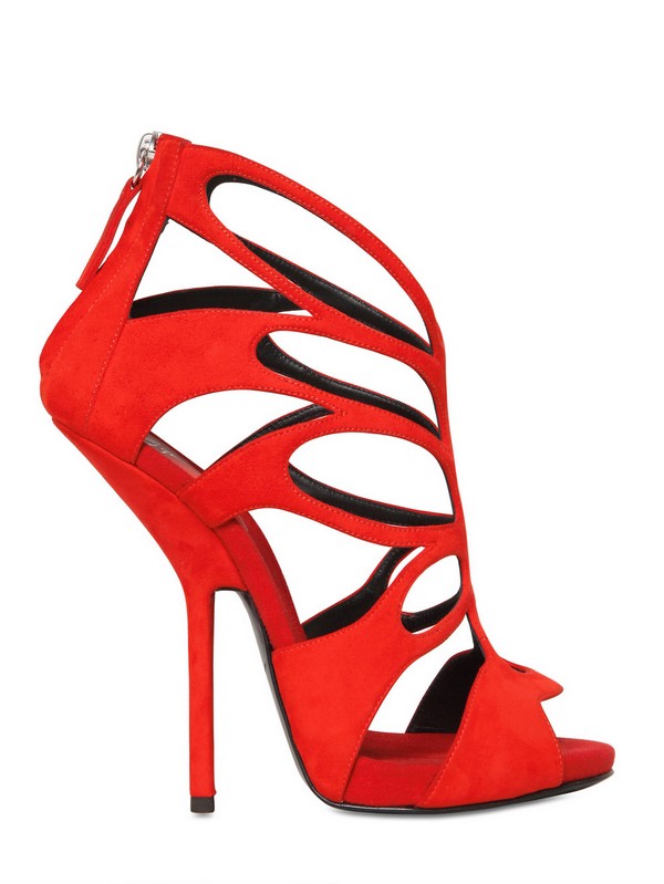 Lyst - Giuseppe zanotti 130mm Suede Cage Sandals in Red