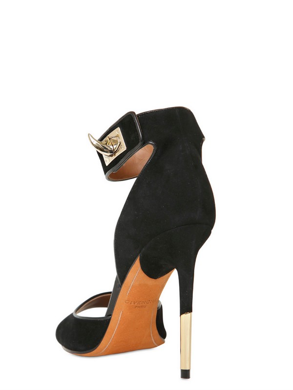 Lyst - Givenchy 100mm Shark Lock Suede Sandals in Black