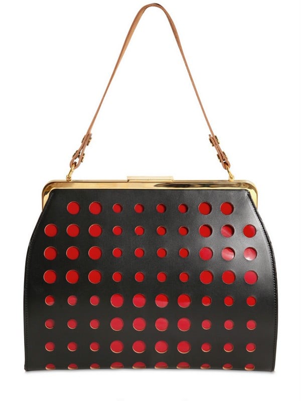 Marni Perforated Leather Patent Shoulder Bag In Black Lyst 4711