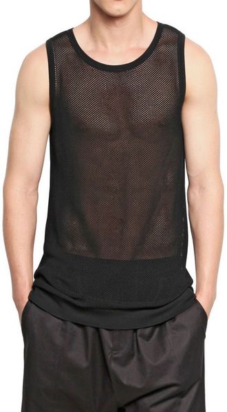 Neil Barrett Cotton Mesh Tank Top in Black for Men | Lyst