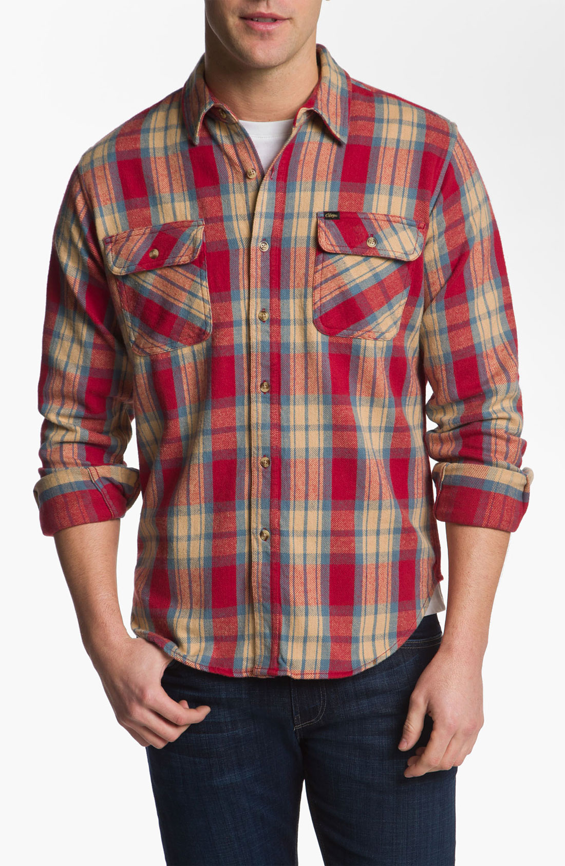 Obey Merrick Woven Plaid Shirt in White for Men (faded red) | Lyst