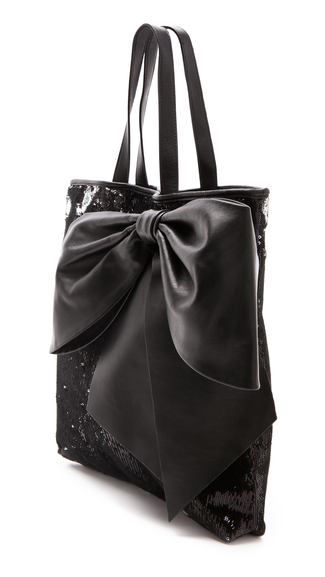 Red valentino Paillettes Bow Tote in Black | Lyst