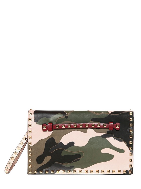 valentino rockstud camo clutch