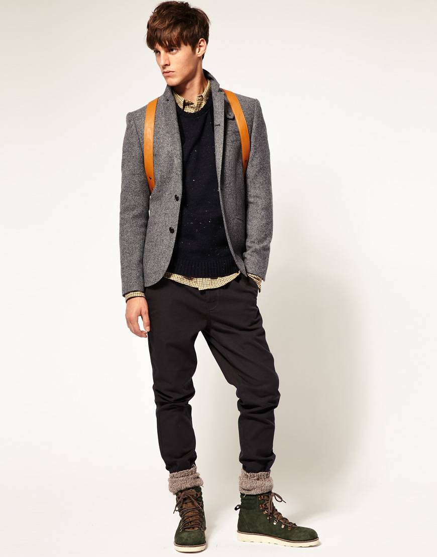 Asos Asos Slim Fit Tweed Blazer in Grey in Gray for Men | Lyst