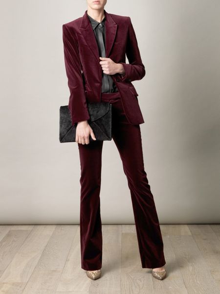 Freda Velvet Blazer in Red (burgundy) | Lyst