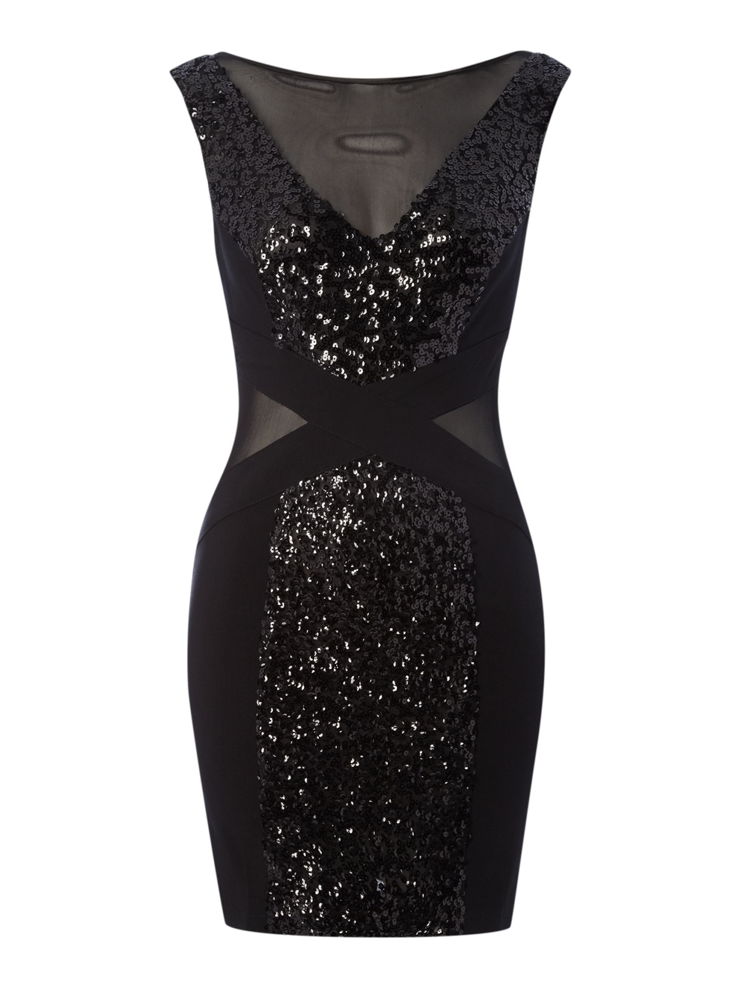 Madam Rage Sequin Cross Detail Dress in Black | Lyst