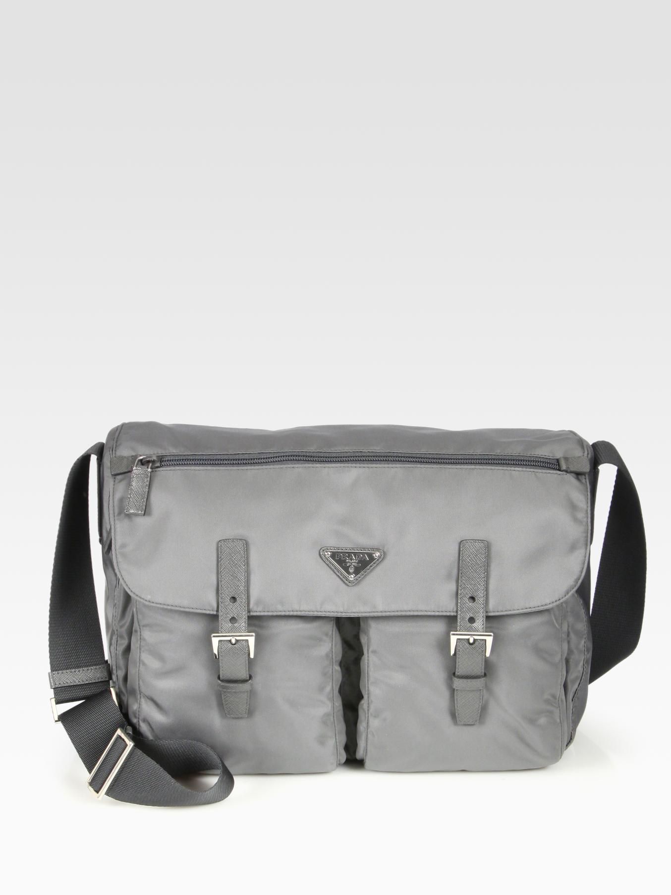 Prada Vela Messenger Bag in Gray (grey) | Lyst  