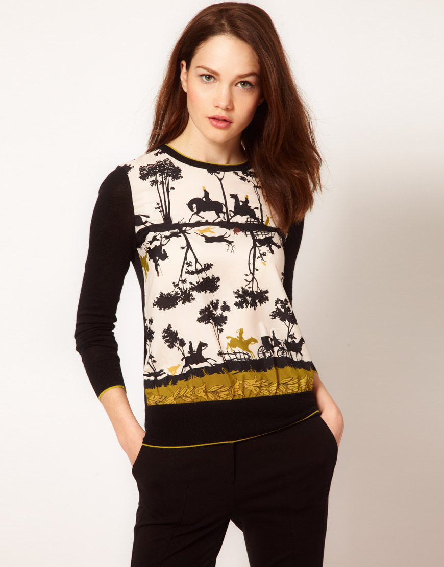 Ted baker Cameo Printed Top in Black | Lyst
