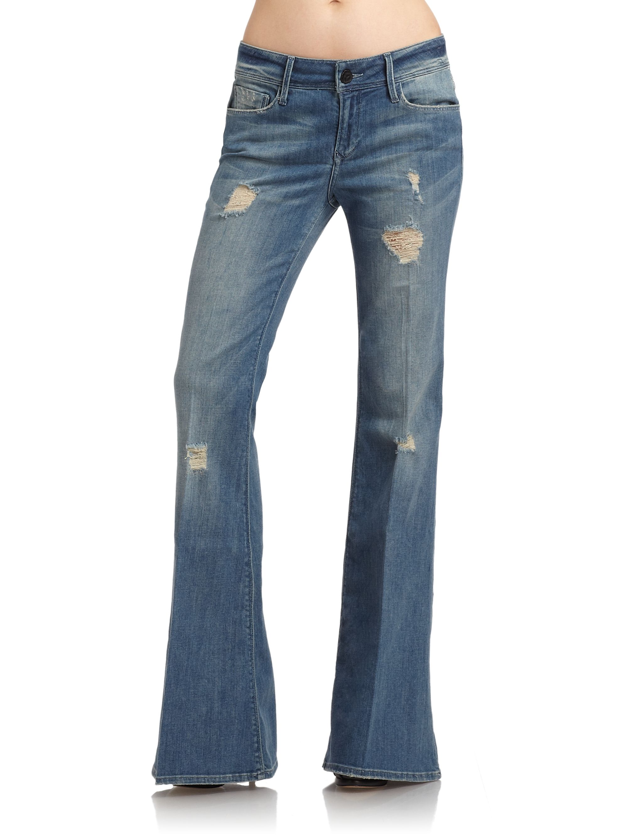Black Orchid Black Beauty Distressed Bell Bottom Jeans in Blue - Lyst