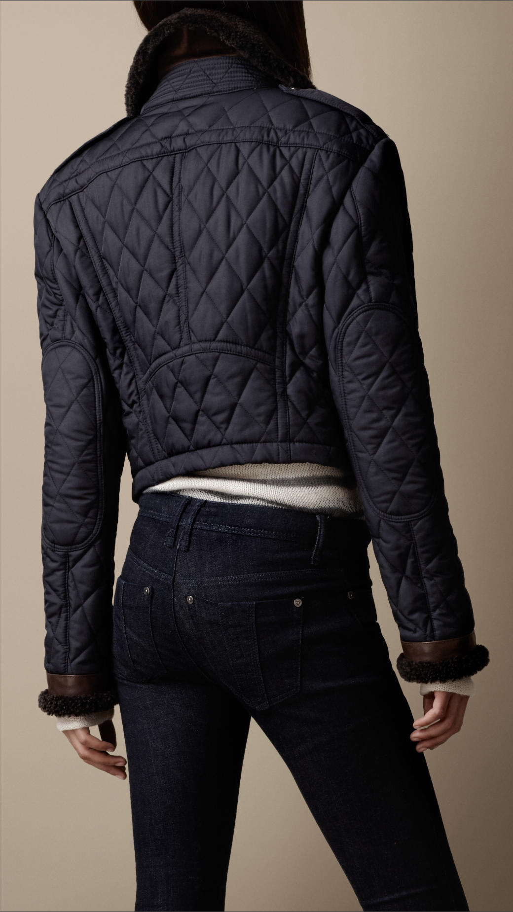 Lyst - Burberry Brit Shearling Quilted Bomber Jacket in Blue