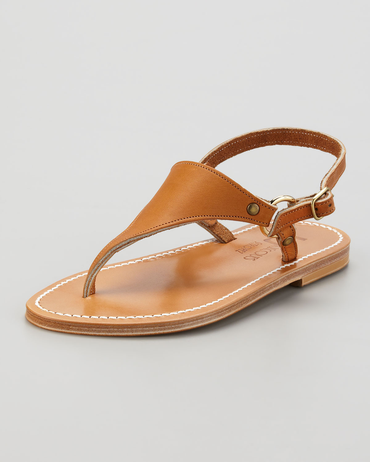 Lyst - K. Jacques Triton Slingback Flat Thong Sandal Natural in Brown