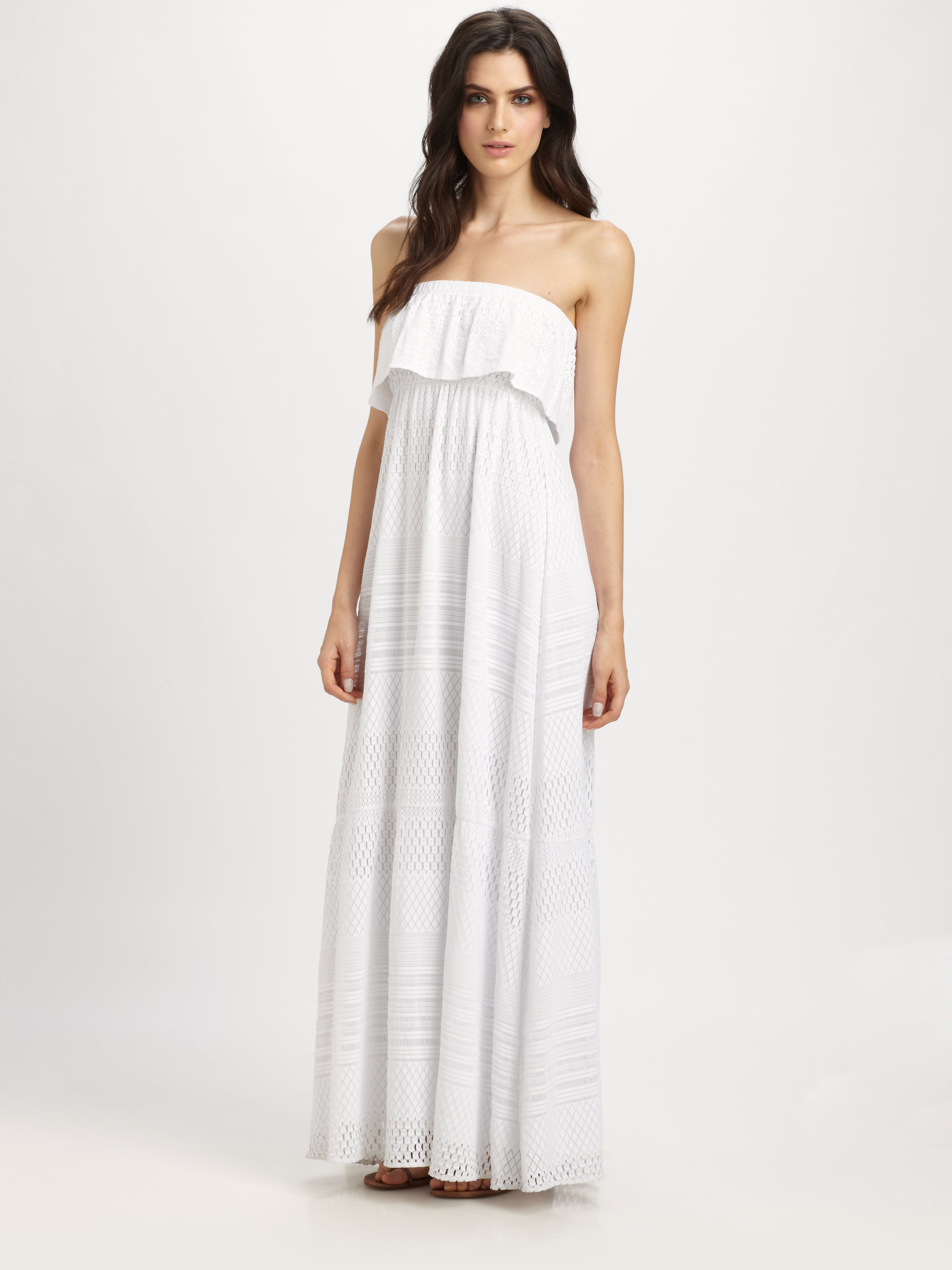 Lyst - Melissa Odabash Crochet Strapless Maxi Dress in White