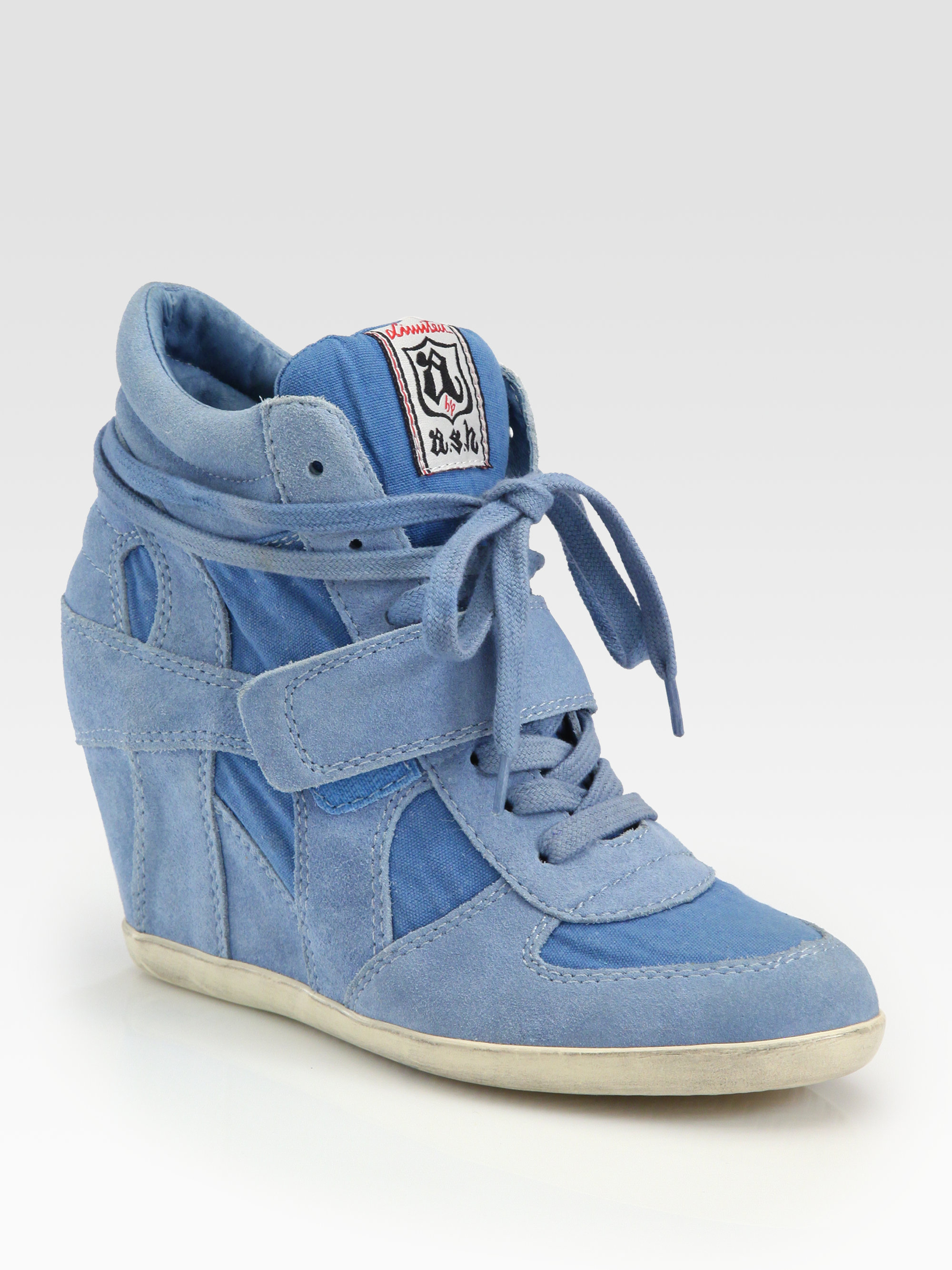 Ash Bowie Suede Wedge Sneakers in Blue | Lyst