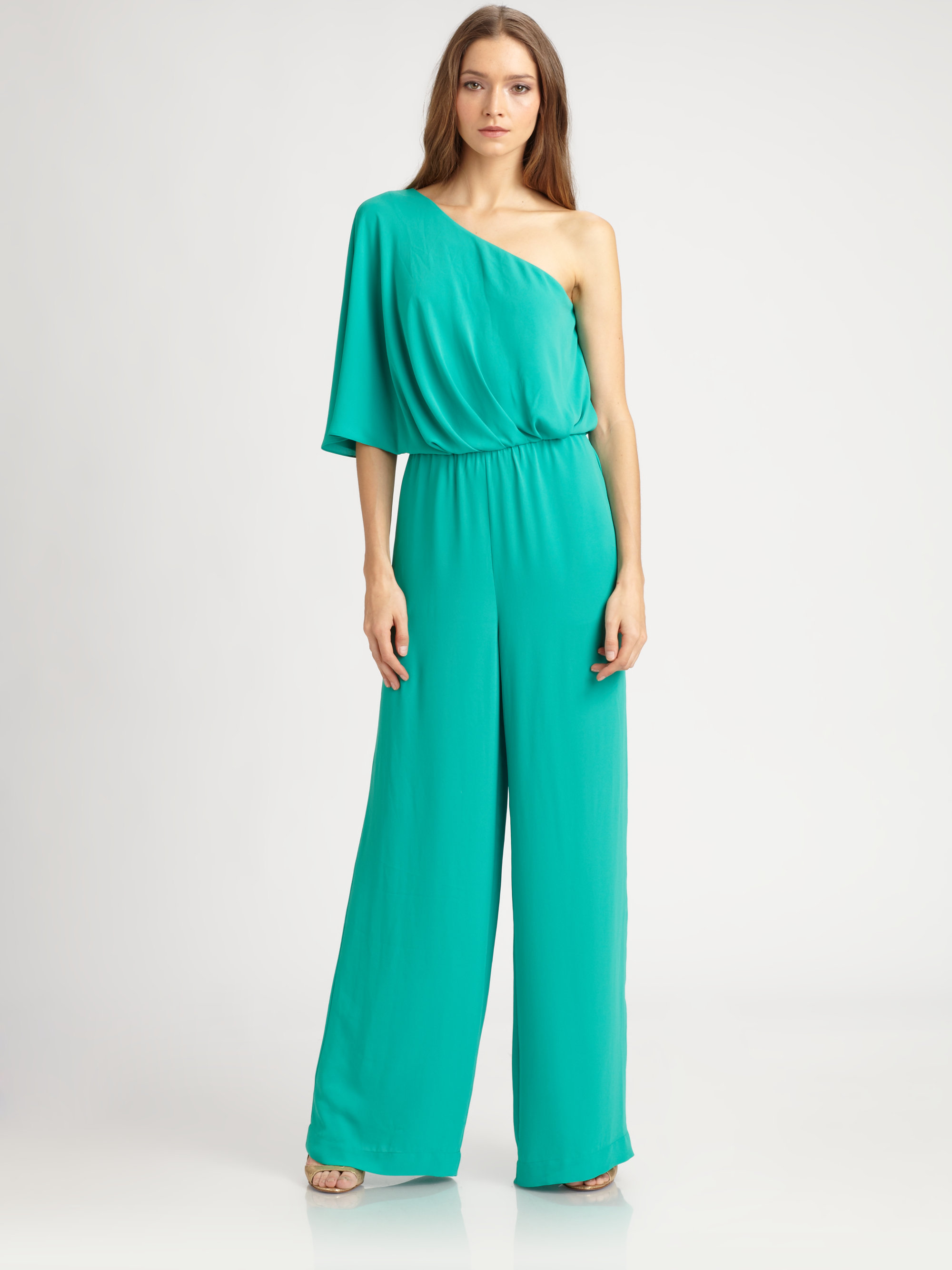 Lyst - Bcbgmaxazria Leo Oneshoulder Jumpsuit in Green