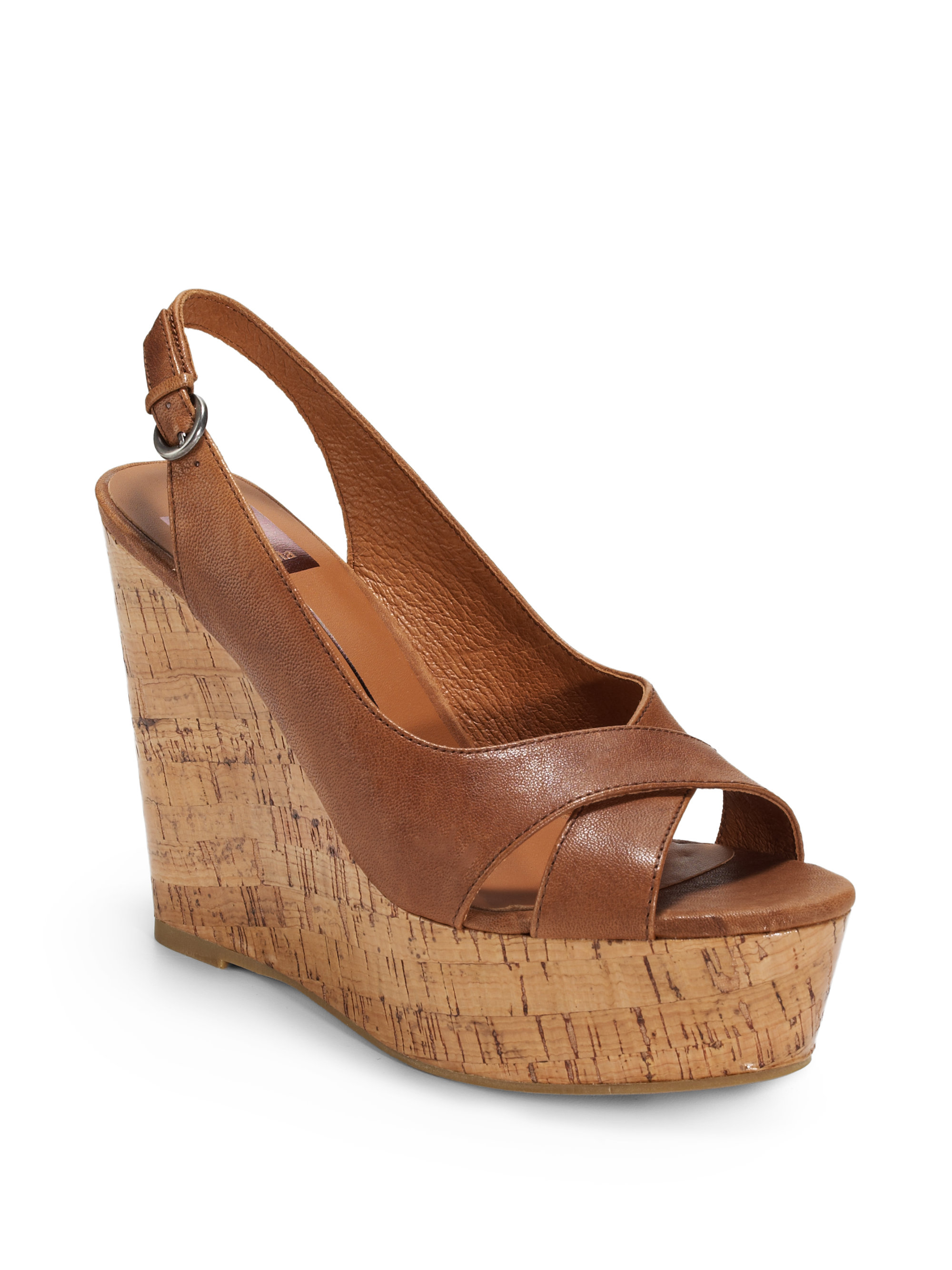 Lyst - Dolce Vita Jill Leather Slingback Wedge Sandals in Brown