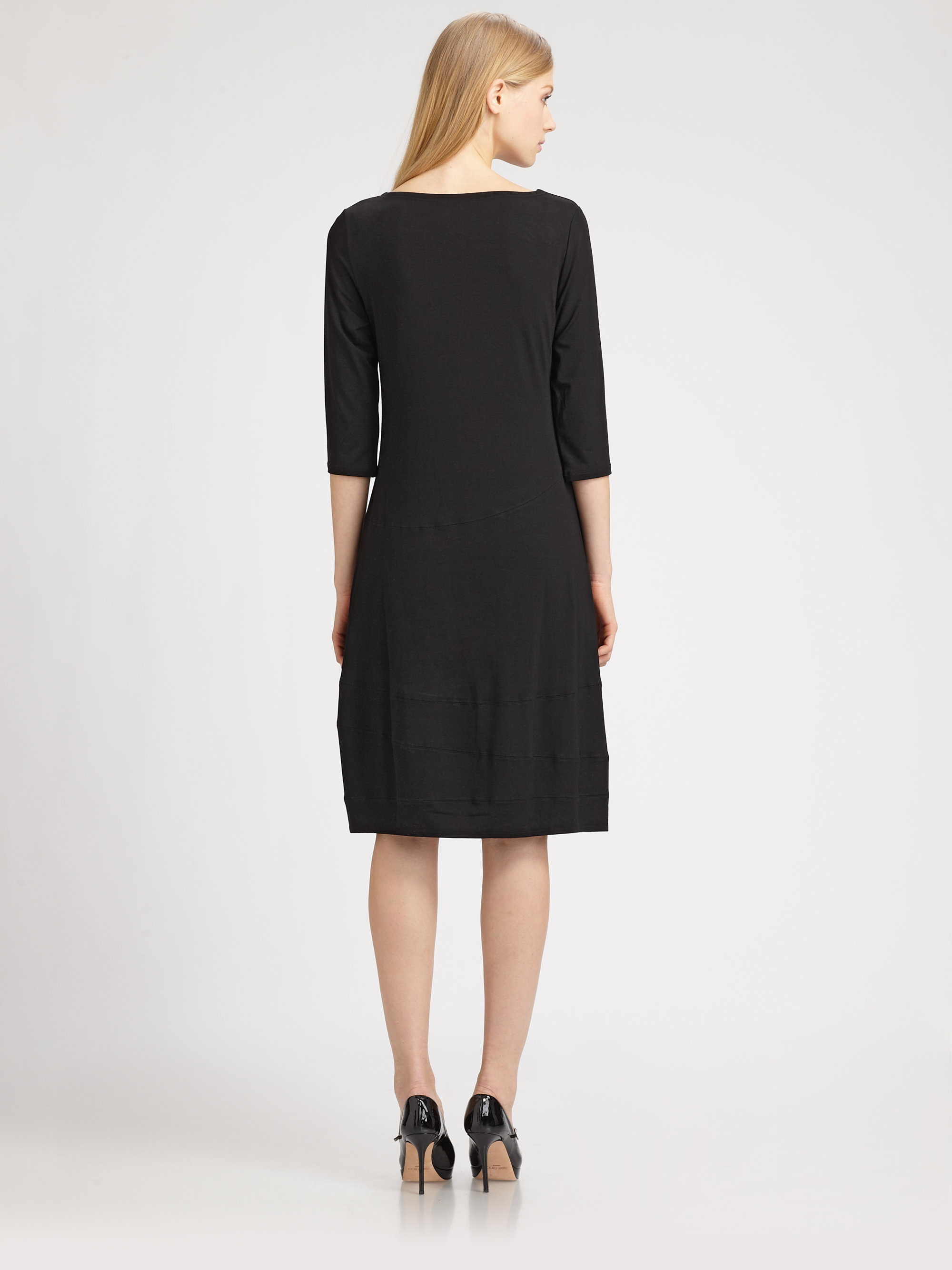 Lyst - Eileen Fisher Jersey Dress in Black