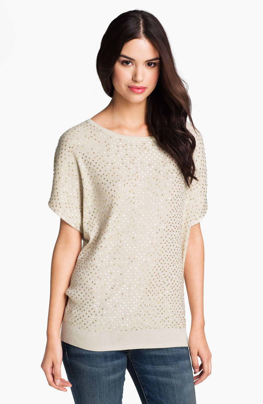 Haute Hippie Sequin Ribbed Dolman Sweater in Gold (swan/ gold) | Lyst